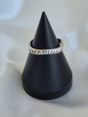 Imagine Engraved Sterling Silver Ring - Inspirational Band Sz 6 3/4